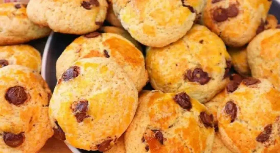 Pão de minuto com gotas de chocolate